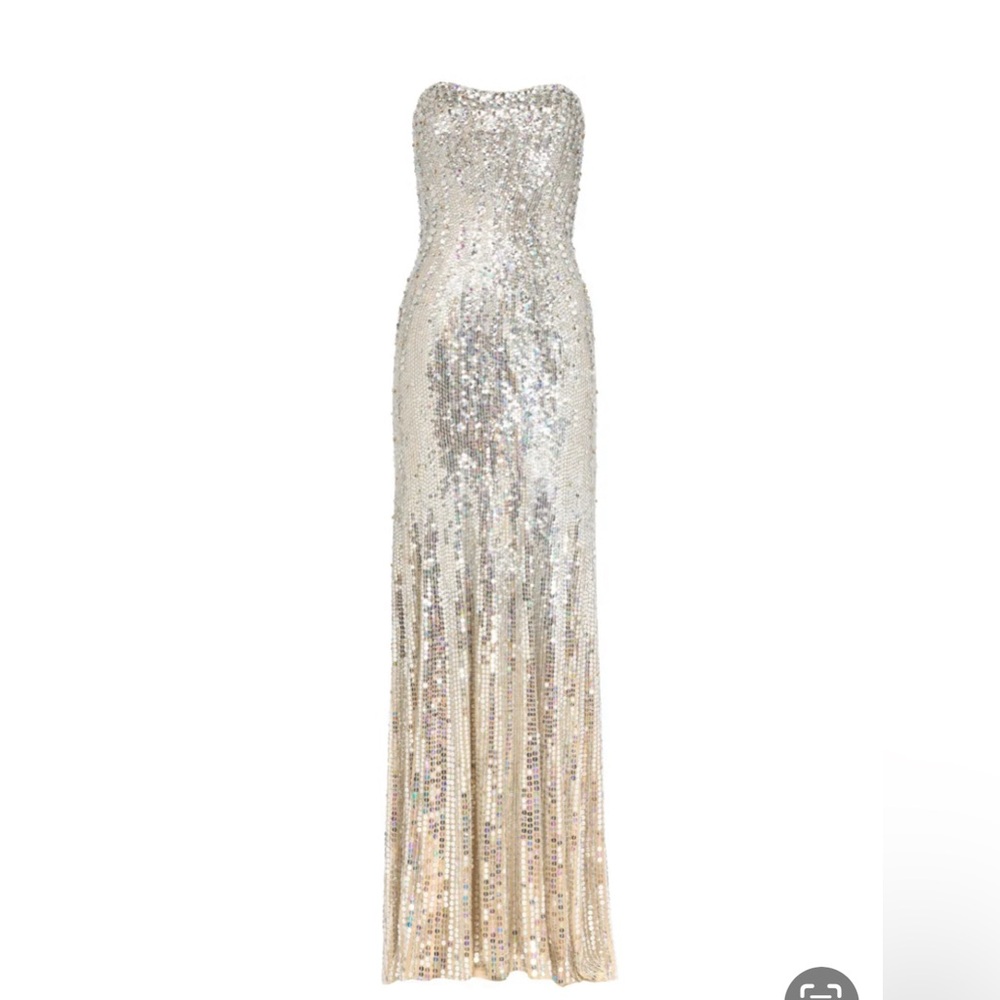 Jenny Packham Silver Strapless Dress